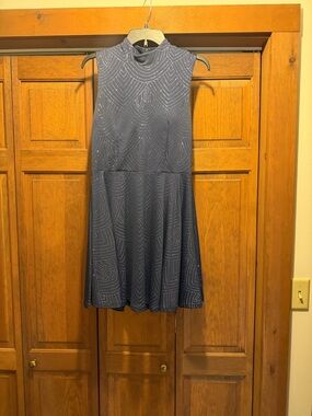 City Studio Navy Sleeveless Glitter Fit & Flare Mini Dress